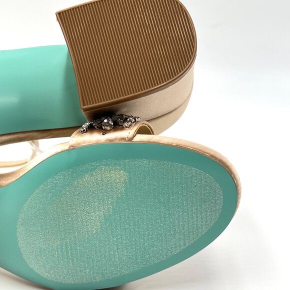 Betsey Johnson Size 5.5 Mel Champagne Satin Low Block Heels Dress Sandals‎ Shoes - Picture 14 of 16